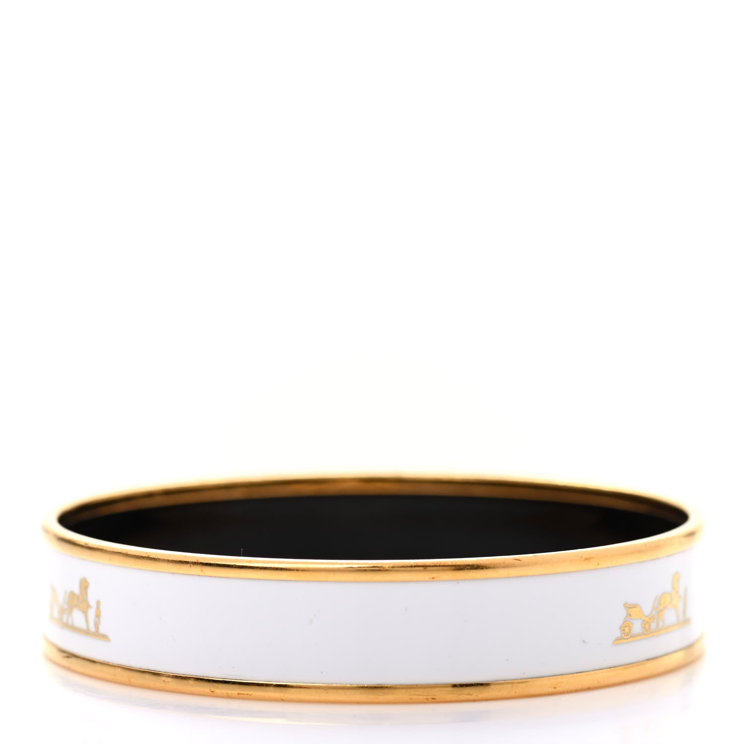 Hermes Enamel Printed Caleche Medium Bracelet 70 White 3 of 5