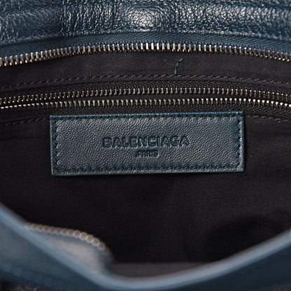 Balenciaga Chevre Silver Metallic Edge Hardware City Bleu Paon 6 of 10