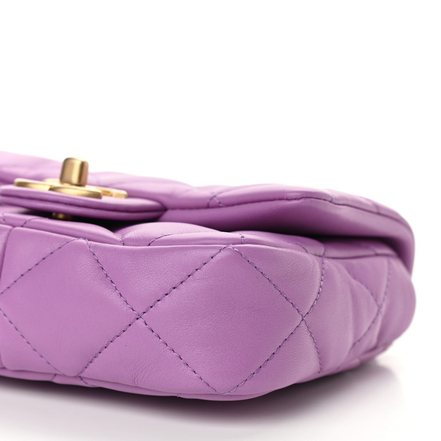 Lambskin Quilted Mini Funky Town Flap Purple
