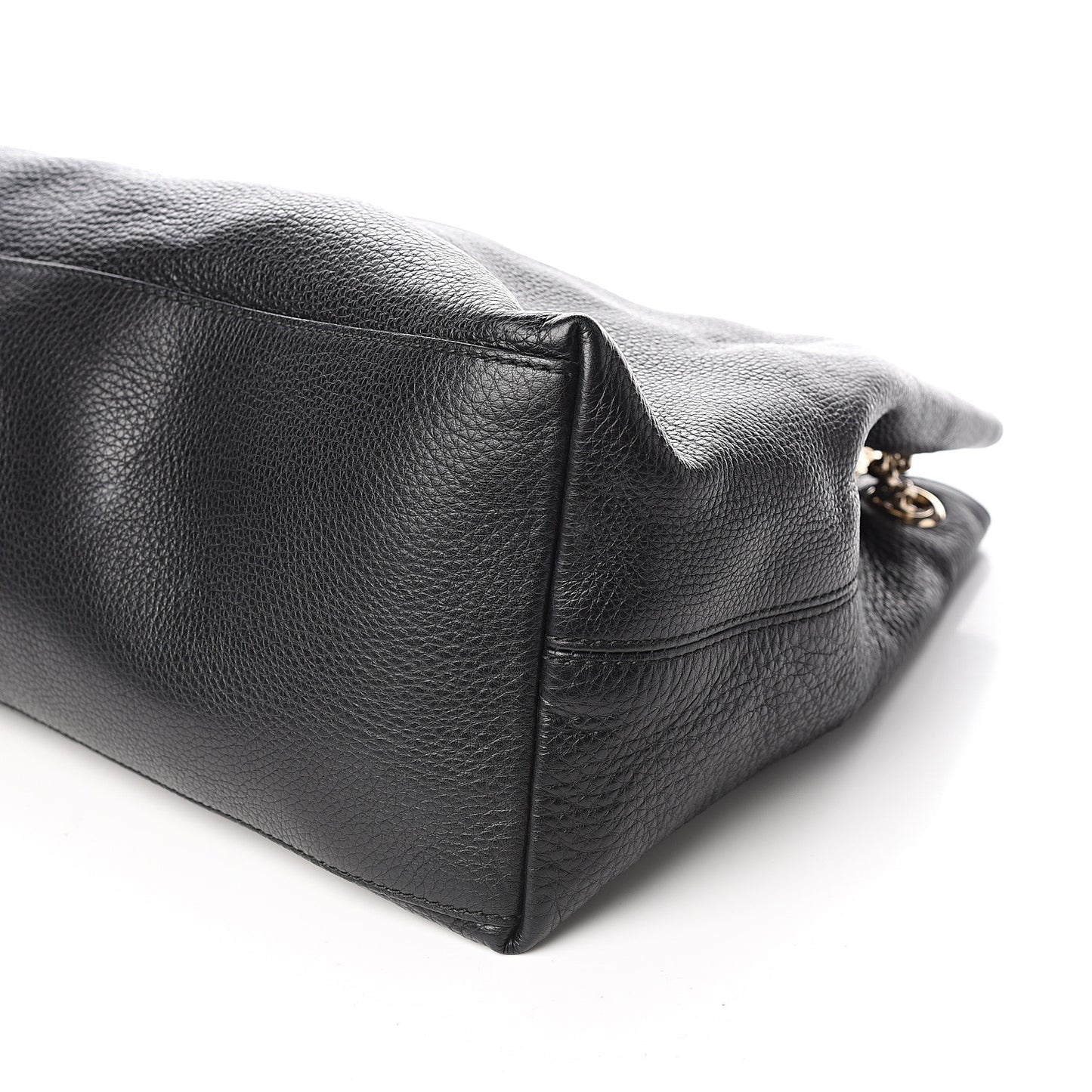 Pebbled Calfskin Large Soho Chain Shoulder Bag Black