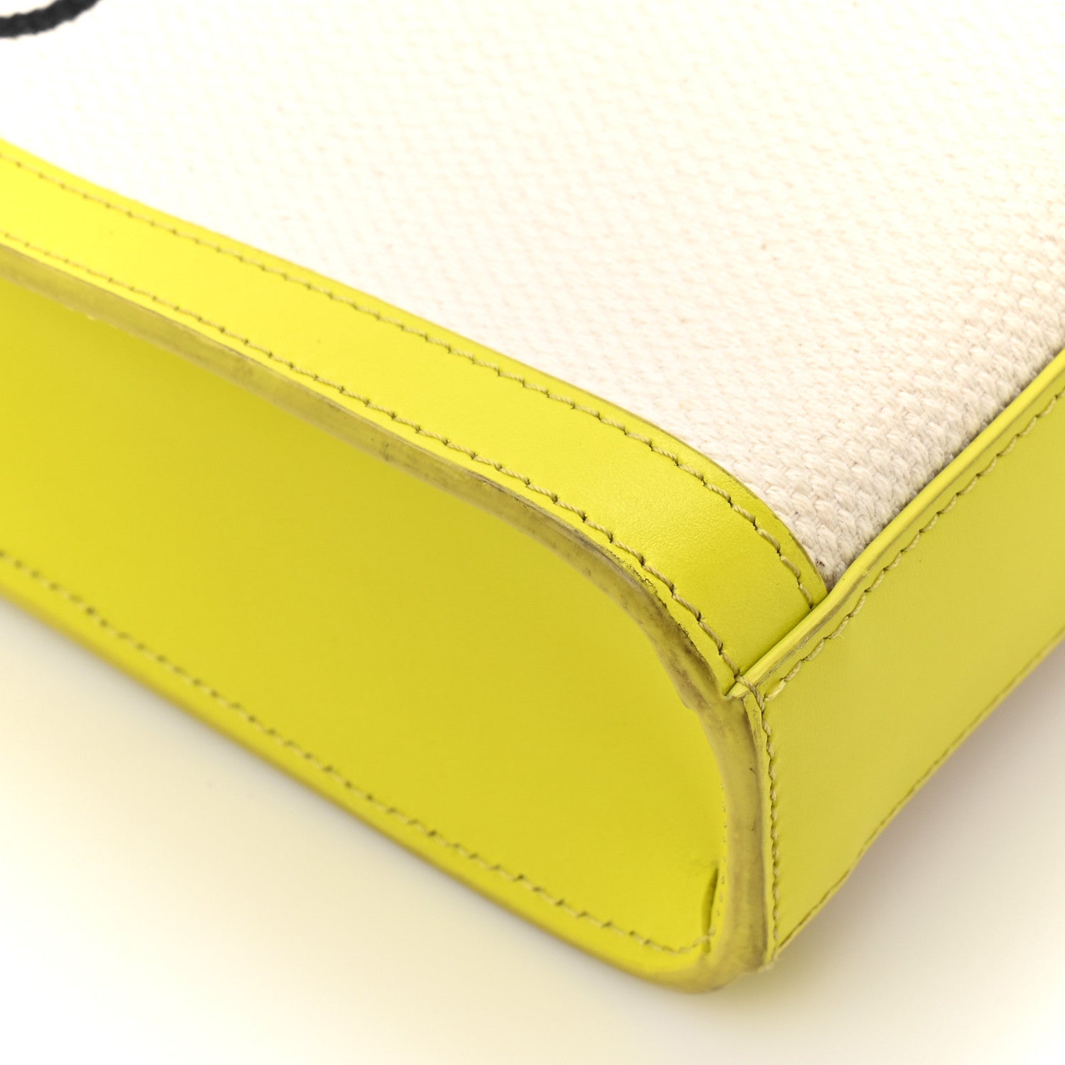 Celine Canvas Calfskin Mini Vertical Cabas Neon Yellow 1821828