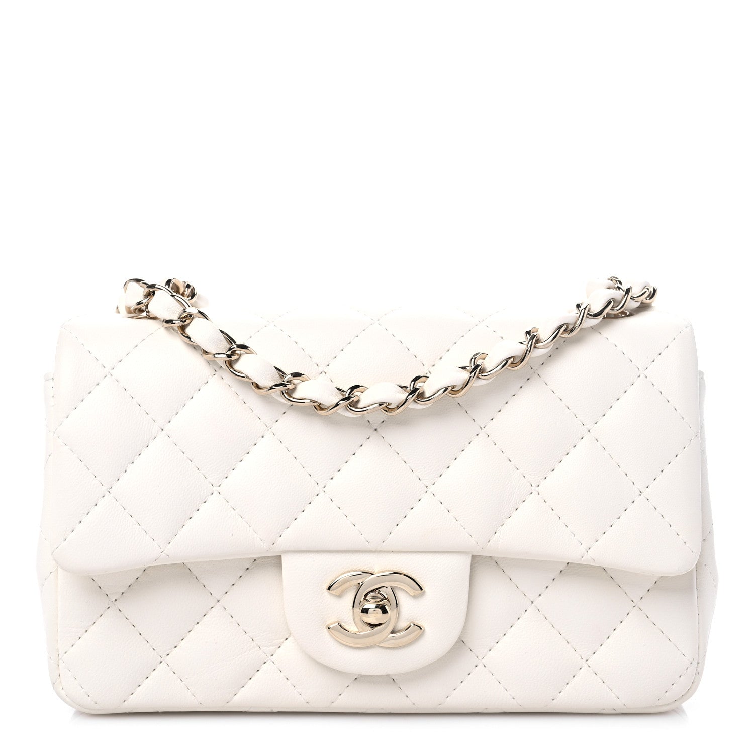 Chanel Lambskin Quilted Mini Rectangular Flap White 1 of 12
