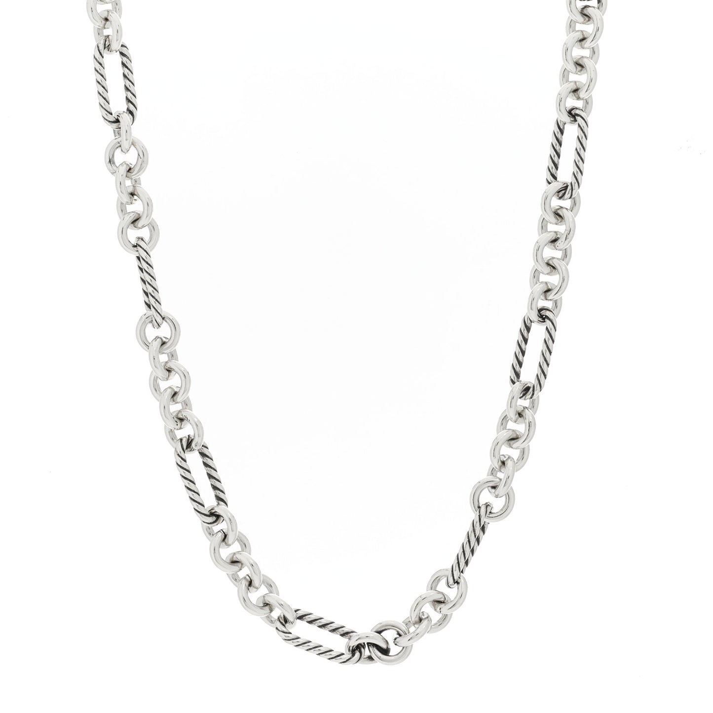 Sterling Silver 18K Yellow Gold Link Figaro Link Toggle Necklace