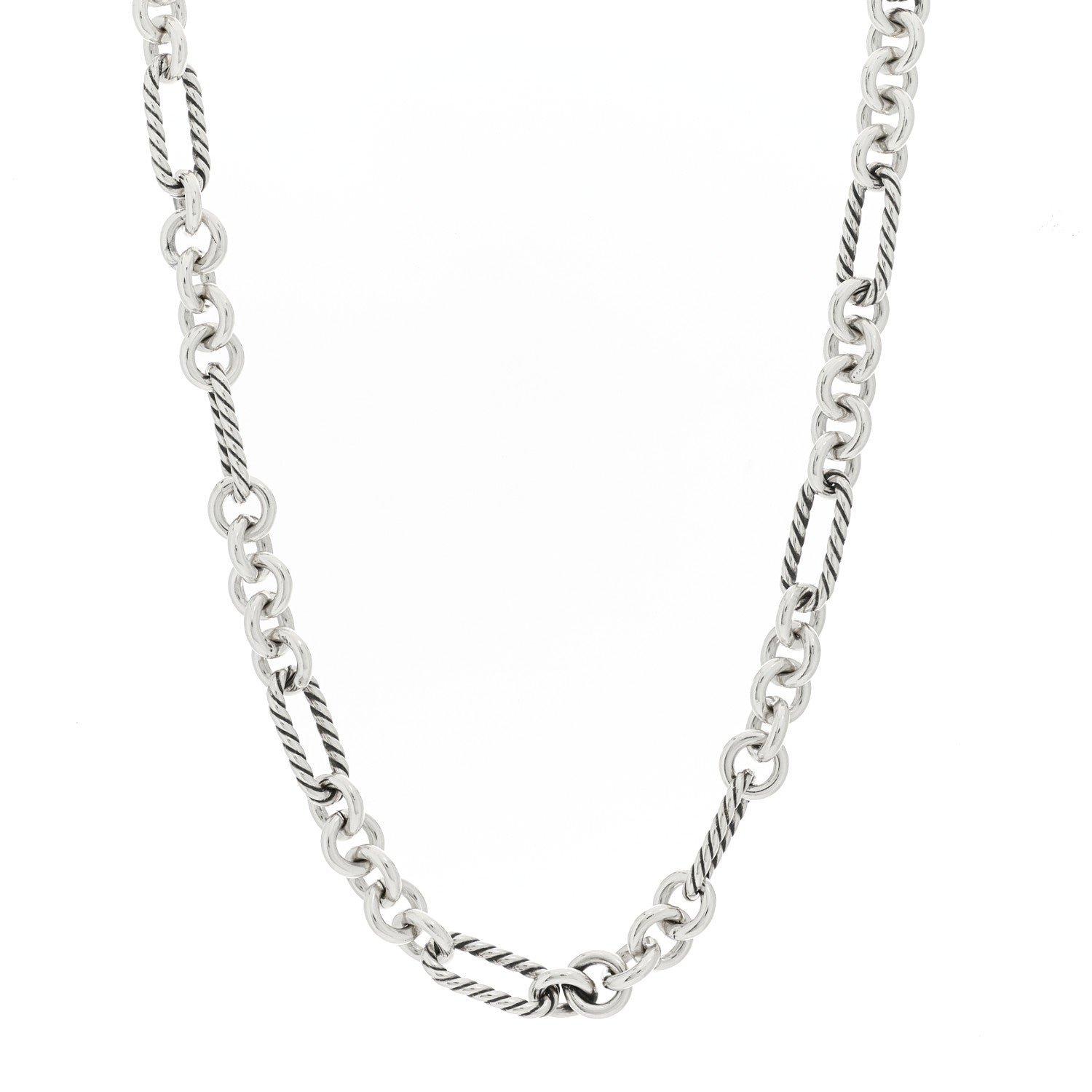 David Yurman Sterling Silver 18K Yellow Gold Link Figaro Link Toggle Necklace 1 of 5