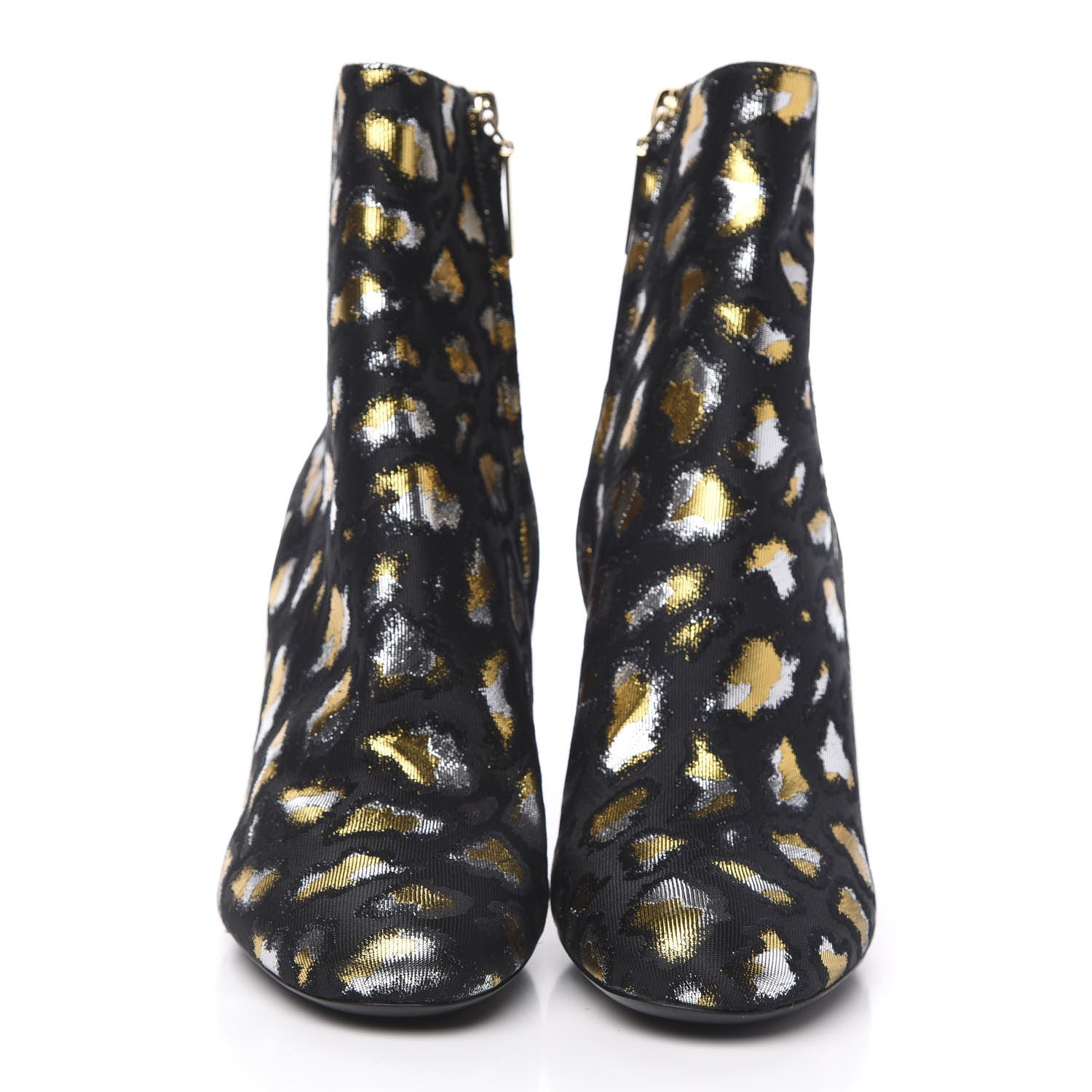 Saint Laurent Jacquard Leopard Loulou Ankle Boots 35.5 Oro 2 of 8