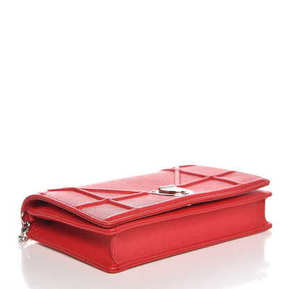 Christian Dior Grained Calfskin Diorama Wallet on Chain Pouch Rouge Vif 4 of 8