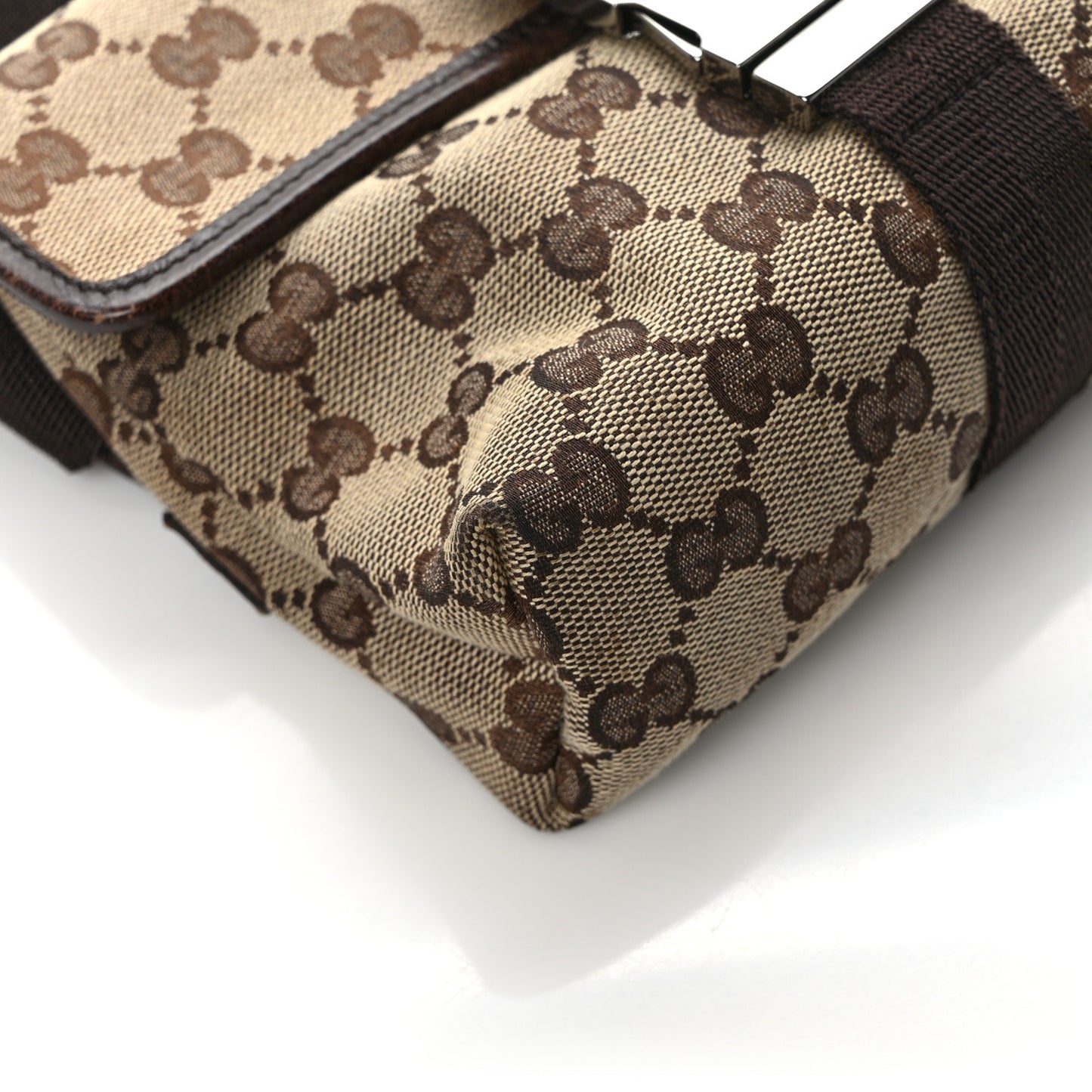 GG Monogram Buckle Belt Bag Dark Brown