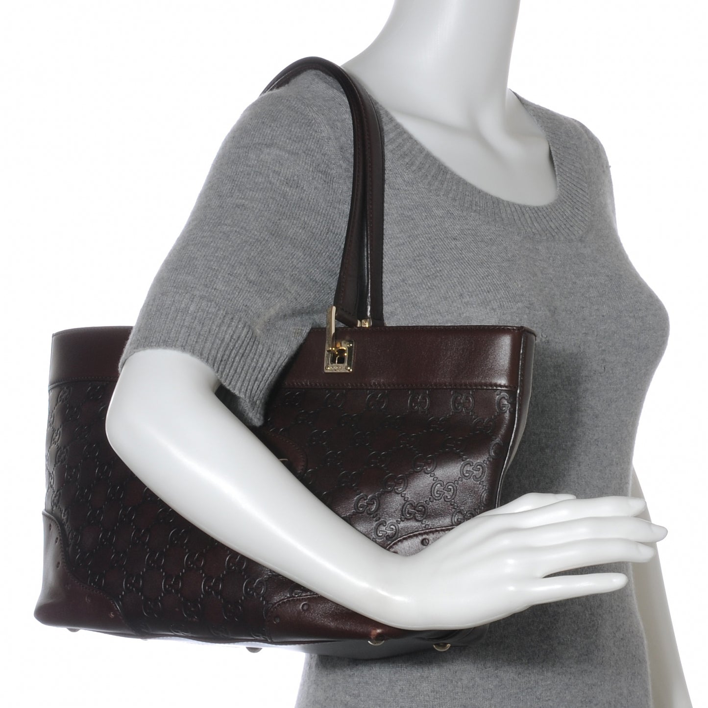 Guccissima Large Punch Tote Chocolate Brown