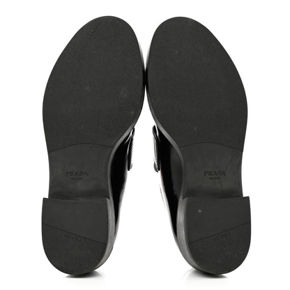 Prada Spazzolato Metal Triangle Logo 50mm Loafers 40.5 Black 5 of 12
