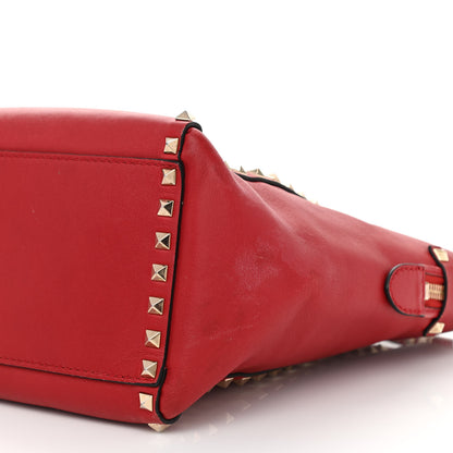 Valentino Garavani Vitello Rockstud Double Handle Tote Red 8 of 9