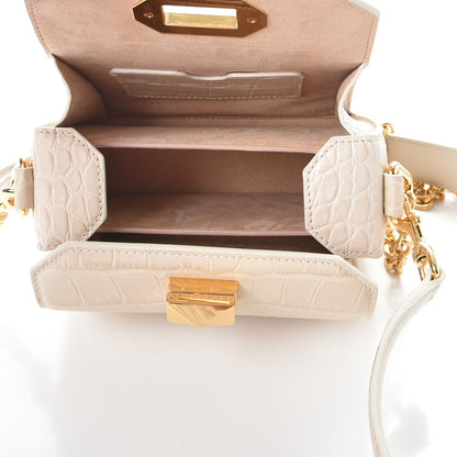 Alexander McQueen Calfskin Crocodile Embossed Box Shoulder Bag 16 Cream 5 of 7