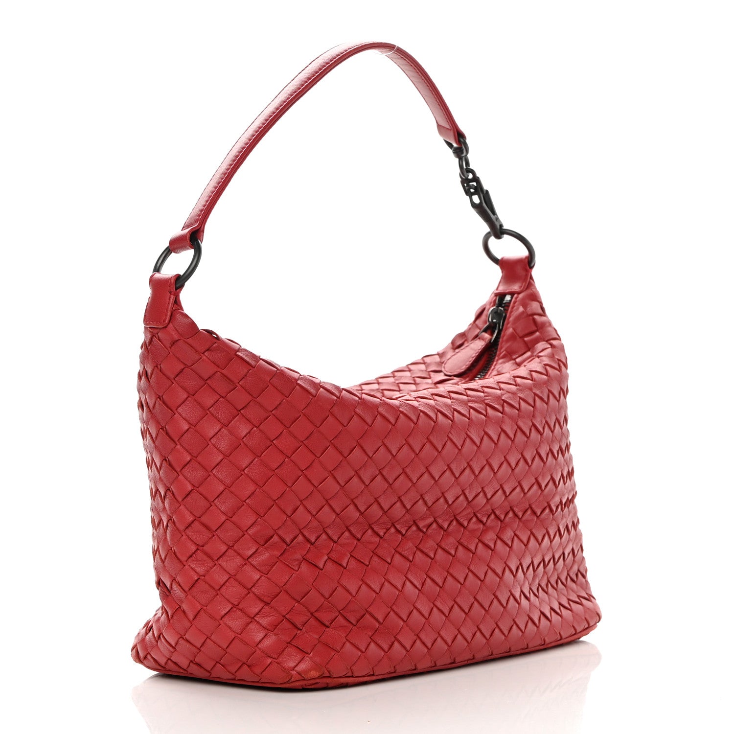 Bottega Veneta Nappa Intrecciato Small Shoulder Bag Red 2 of 11