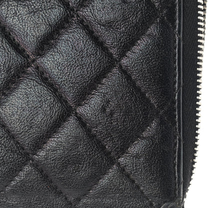 Chanel Calfskin Quilted Large Zip Around Organizer Wallet Black 14 of 16