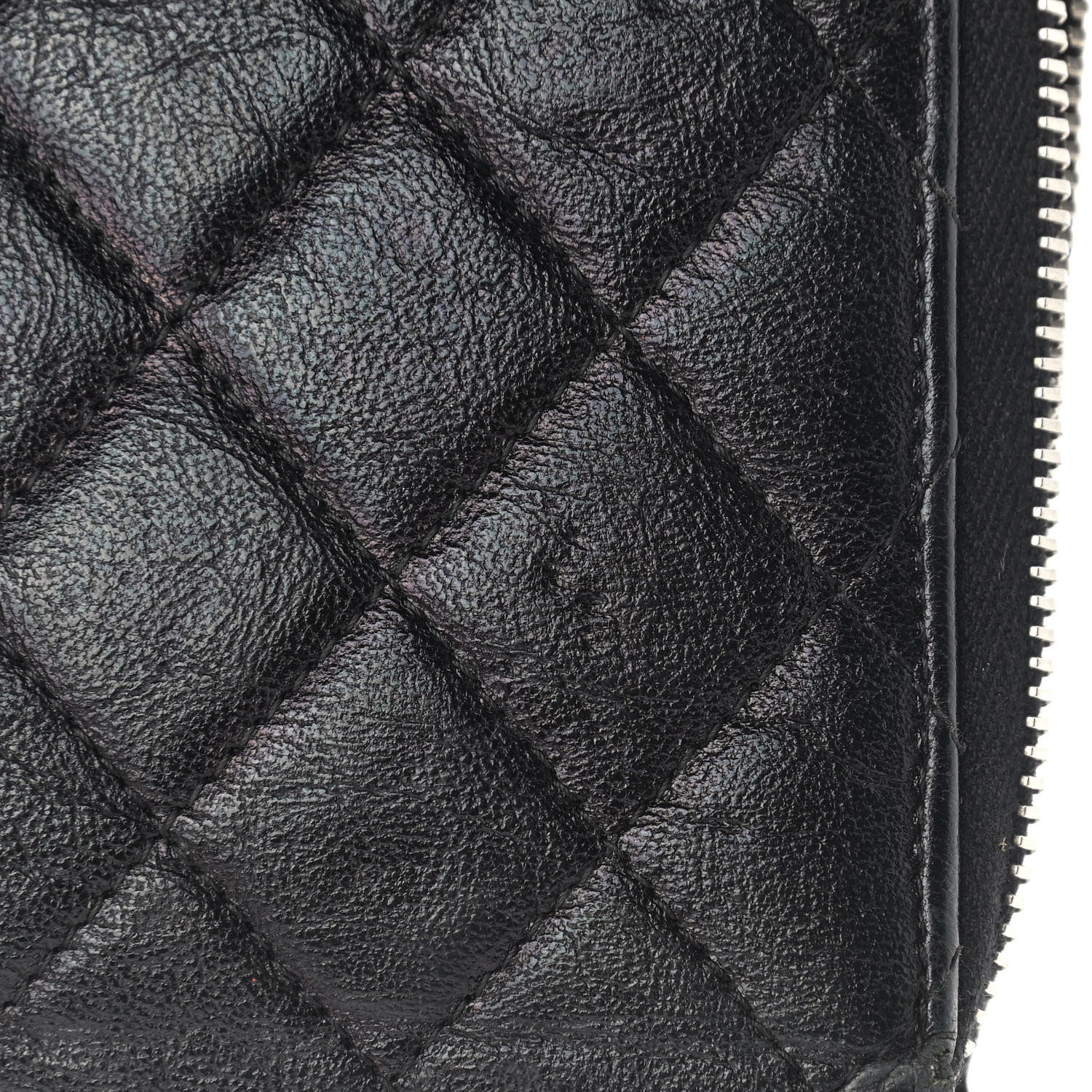 Chanel Calfskin Quilted Large Zip Around Organizer Wallet Black 14 of 16