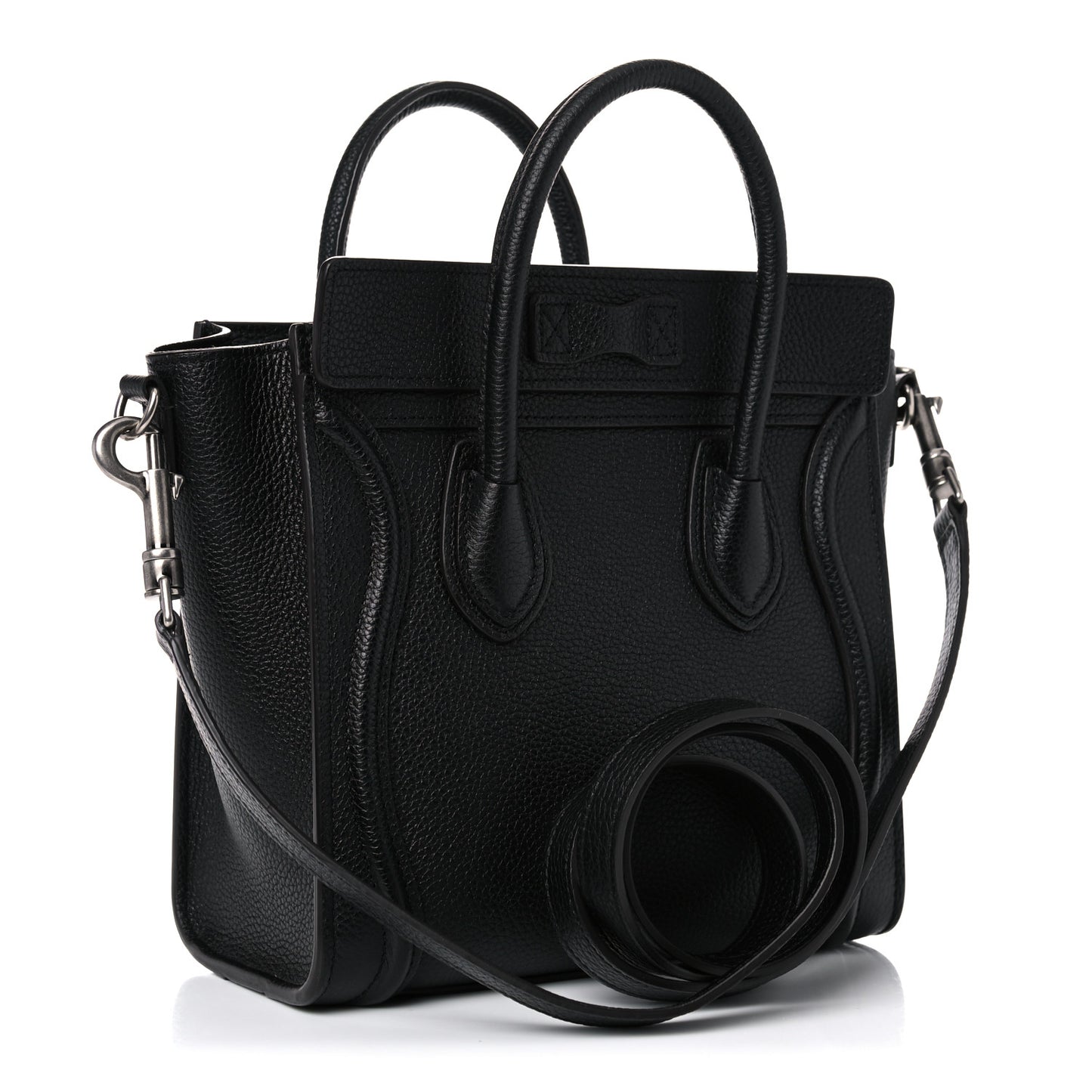 Drummed Calfskin Nano Luggage Black