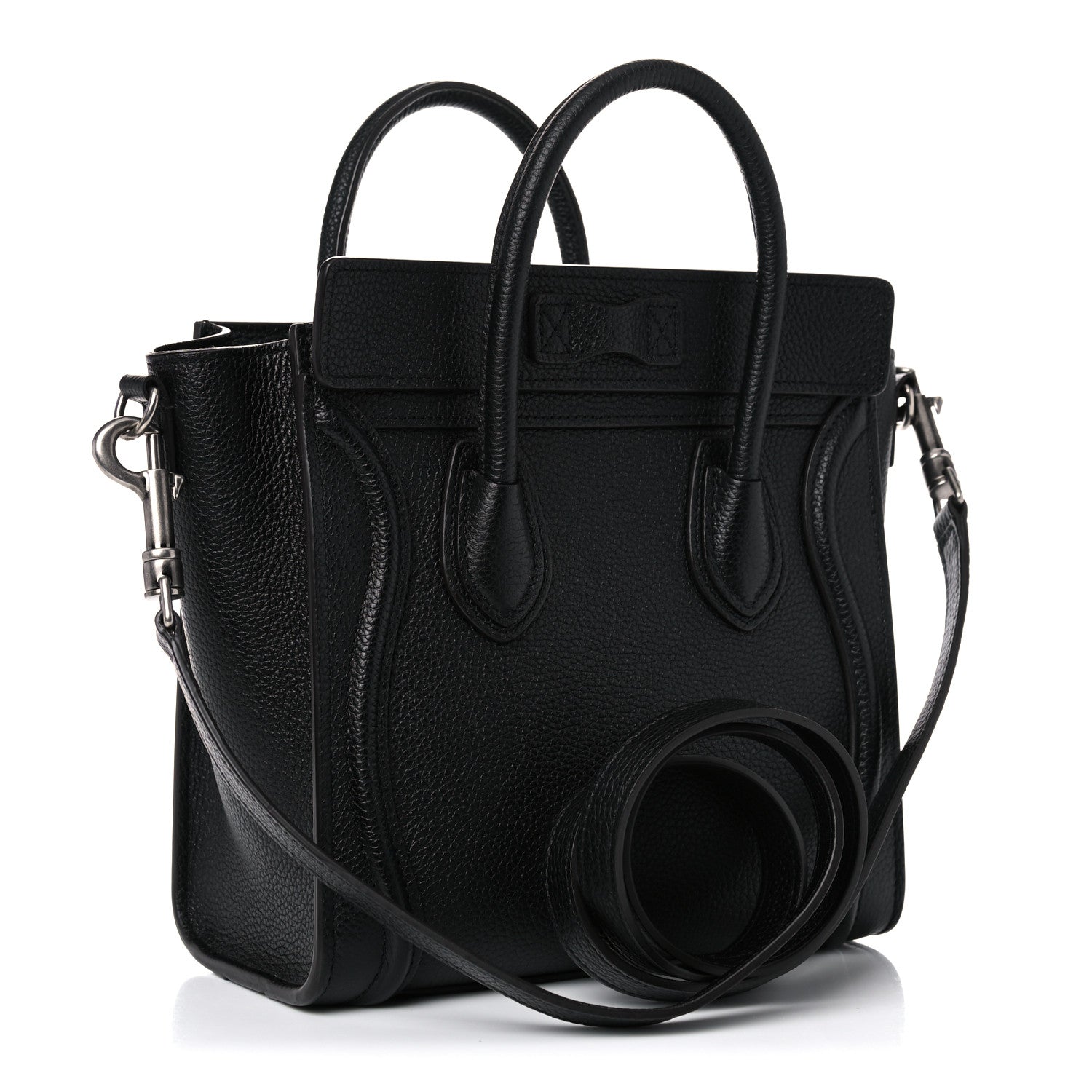 Celine Drummed Calfskin Nano Luggage Black 3 of 10