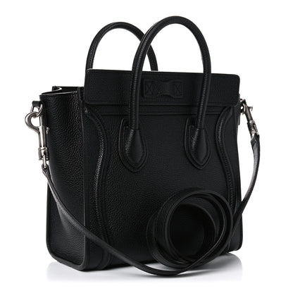 Celine Drummed Calfskin Nano Luggage Black 3 of 10