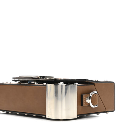 Fendi Shiny Glazed Fabric Vachetta FF 1974 Mini Baguette Trunk Mogano Panna Cuoio 10 of 15