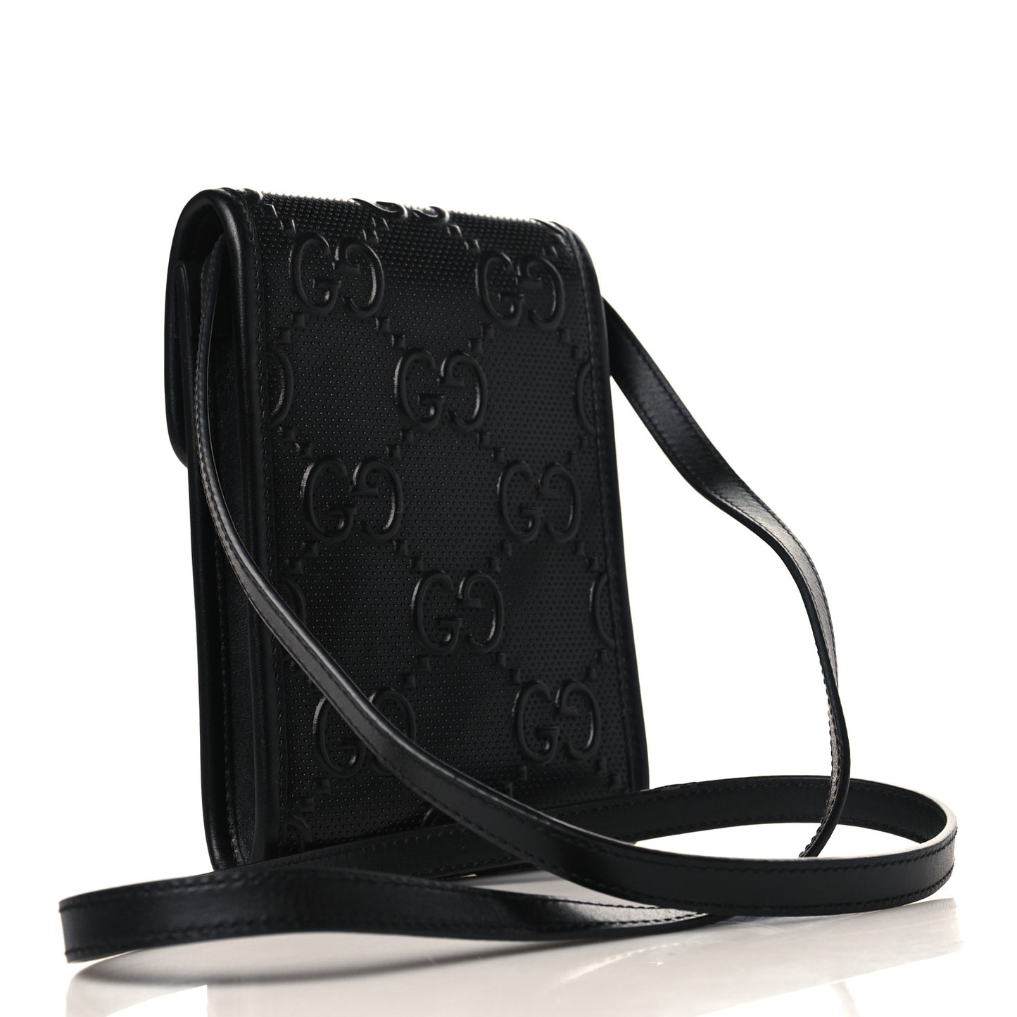 Calfskin GG Tennis Embossed Mini Crossbody Bag Black