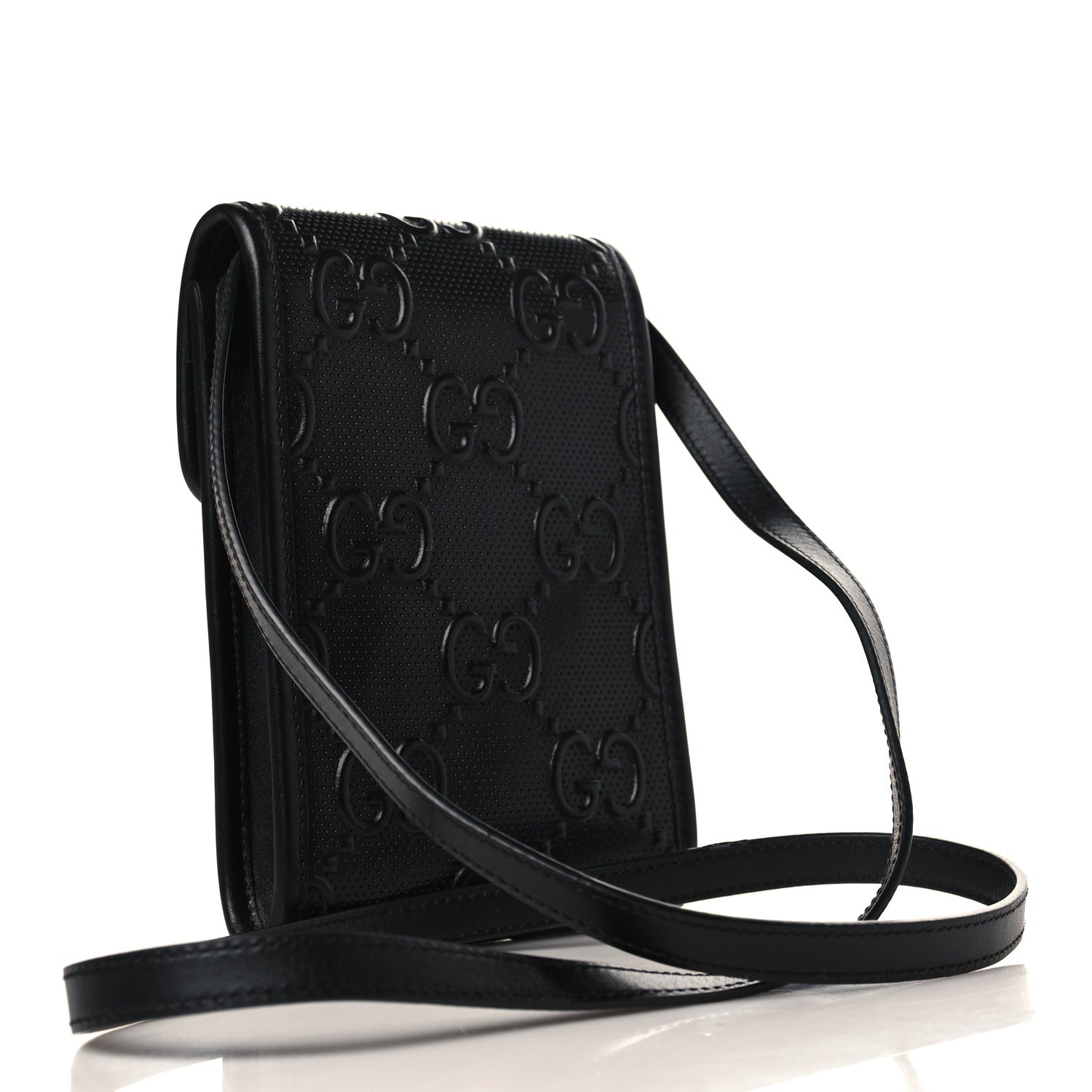 Gucci Calfskin GG Tennis Embossed Mini Crossbody Bag Black 2 of 7