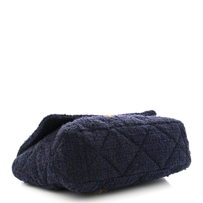 Chanel Tweed Quilted Maxi Chanel 19 Flap Navy 4 of 11