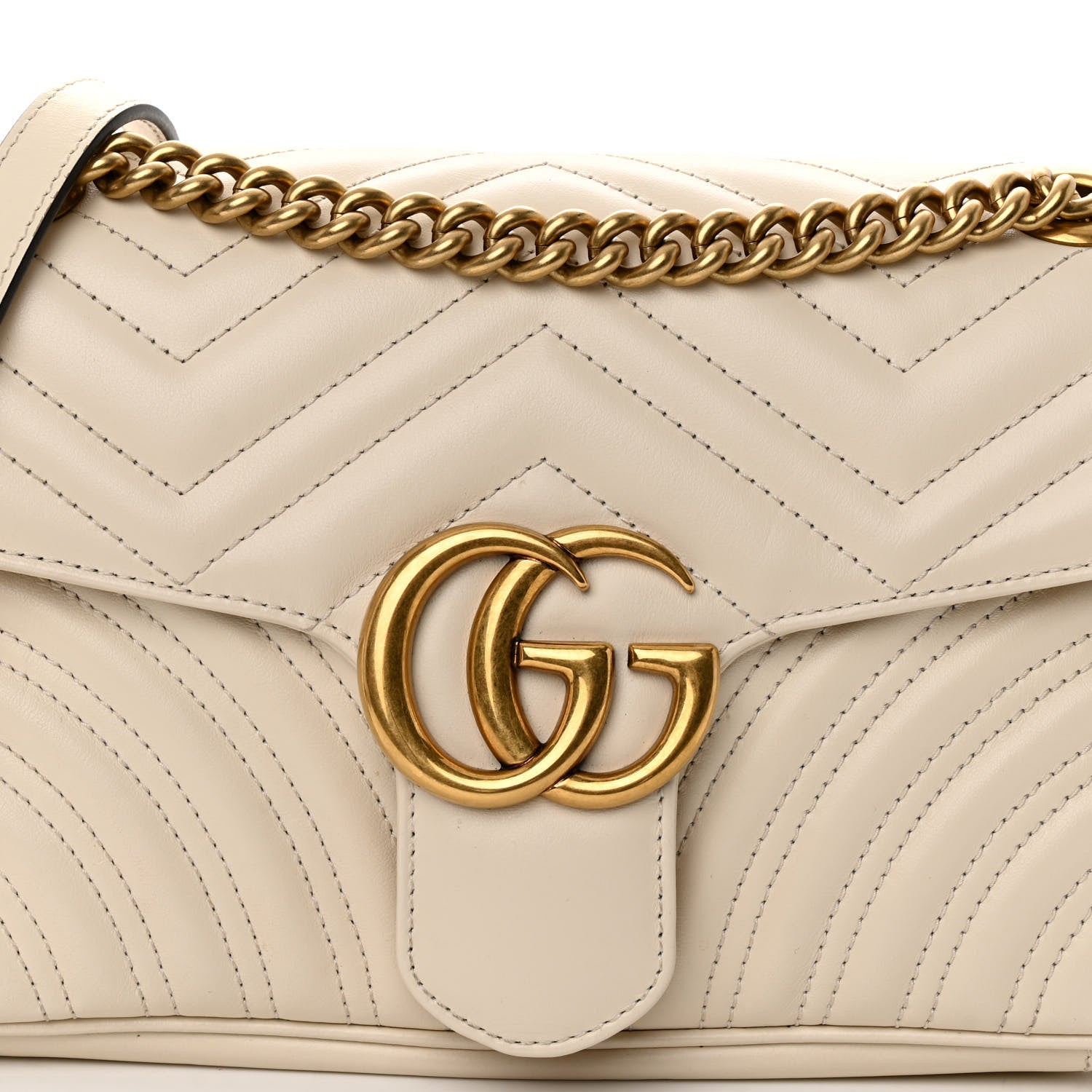 Gucci Calfskin Matelasse Small GG Marmont Shoulder Bag White 8 of 10