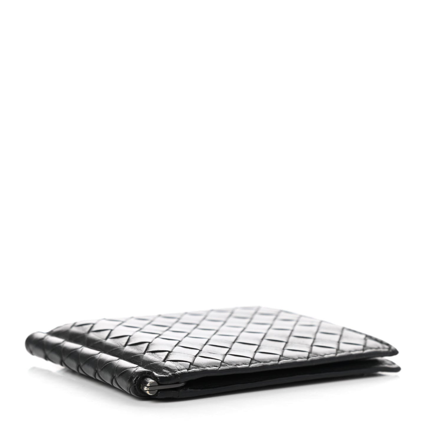 Nappa Intrecciato Bi-Fold Money Clip Wallet Black
