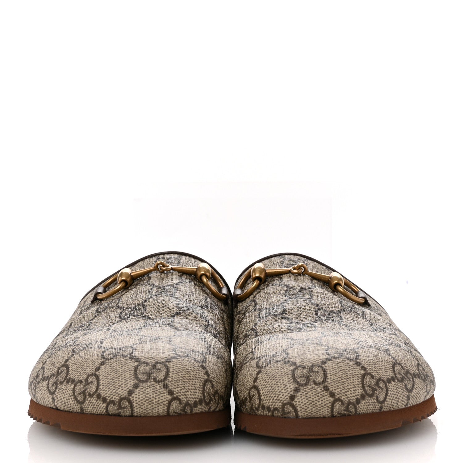 Gucci GG Supreme Monogram Miro Soft Calfskin Womens Horsebit Slippers 39.5 Beige Ebony New Acero 3 of 12