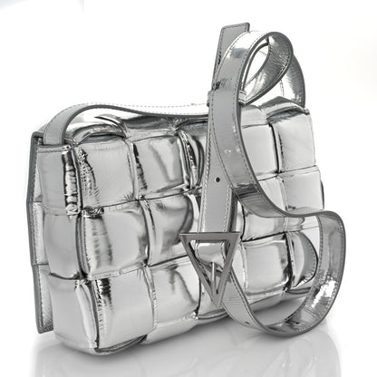 Bottega Veneta Metallic Lambskin Padded Cassette Crossbody Bag Silver 2 of 7