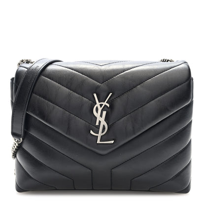 Saint Laurent Calfskin Y Quilted Monogram Small Loulou Chain Satchel Black 2 of 17