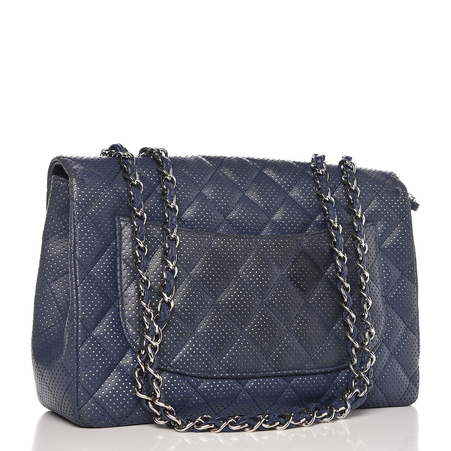 Lambskin Perforated Jumbo Single Flap Blue