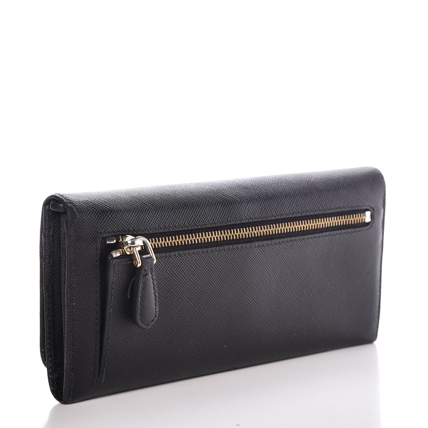 Prada Saffiano Continental Flap Wallet Black 3 of 11