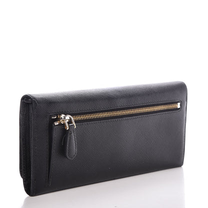Prada Saffiano Continental Flap Wallet Black 3 of 11