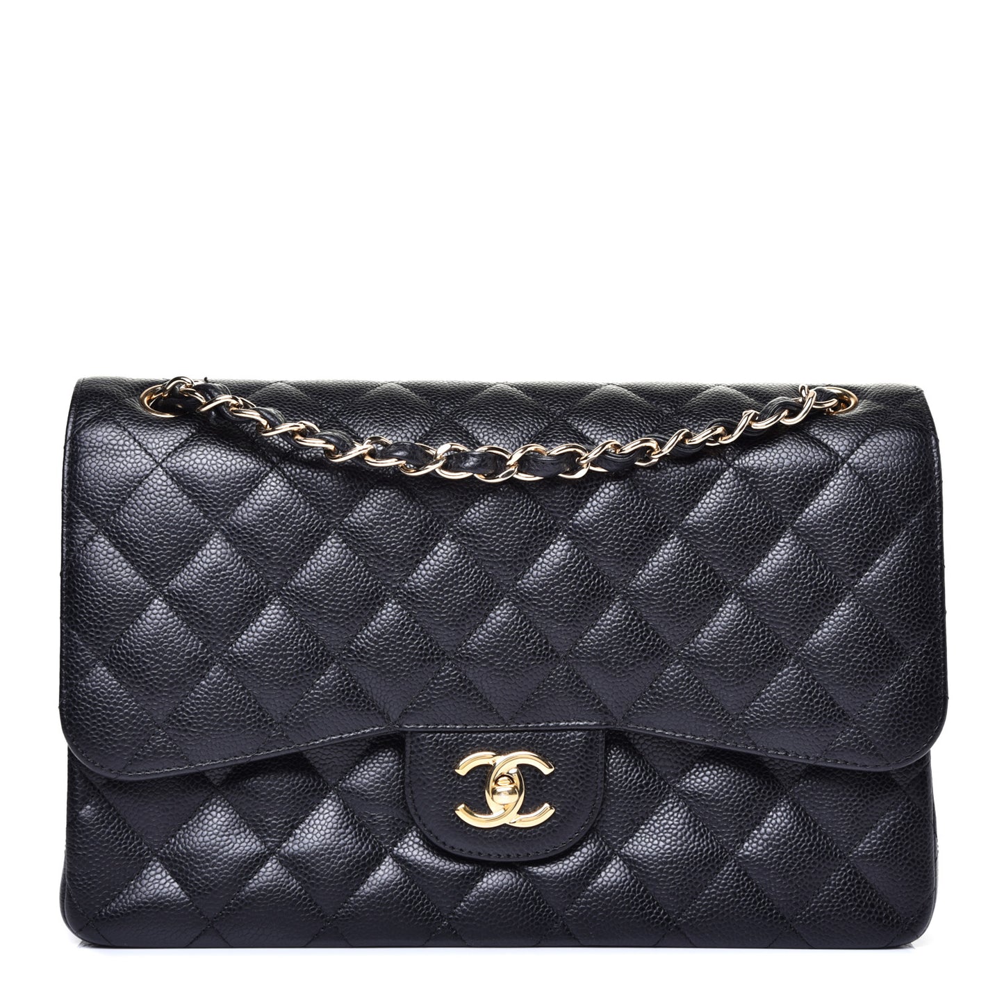 Caviar Quilted Jumbo Double Flap Black