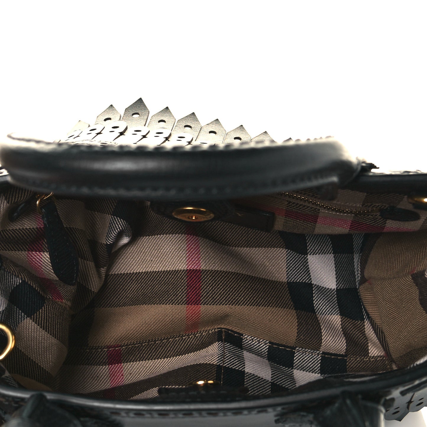 Calfskin Broguing Small Banner Tote Black