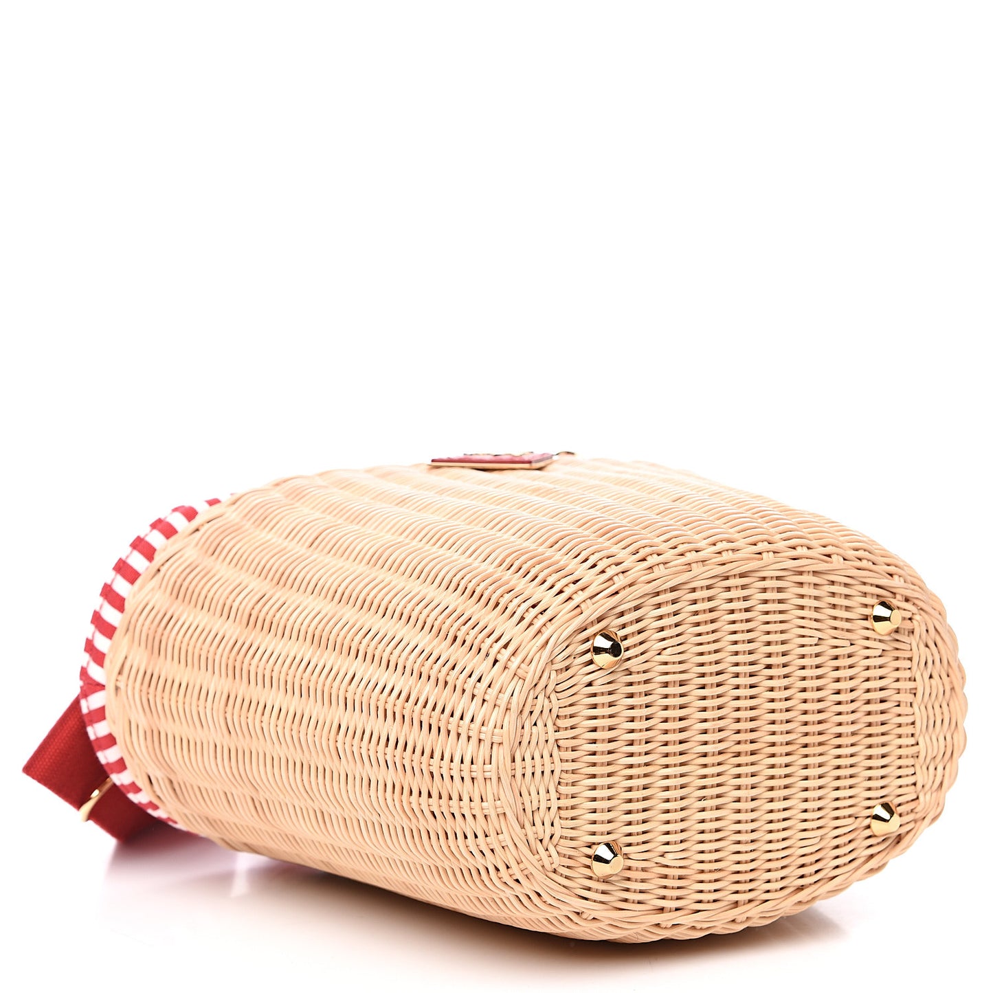Wicker Canvas Shoulder Bag Naturale Rosso