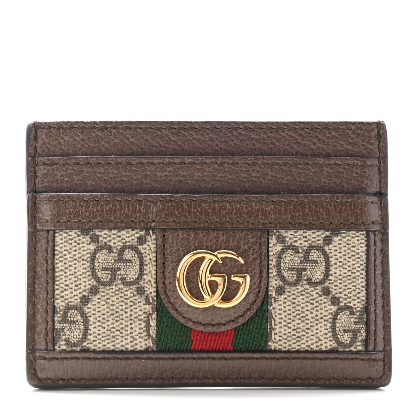 GG Supreme Monogram Ophidia Card Holder Brown