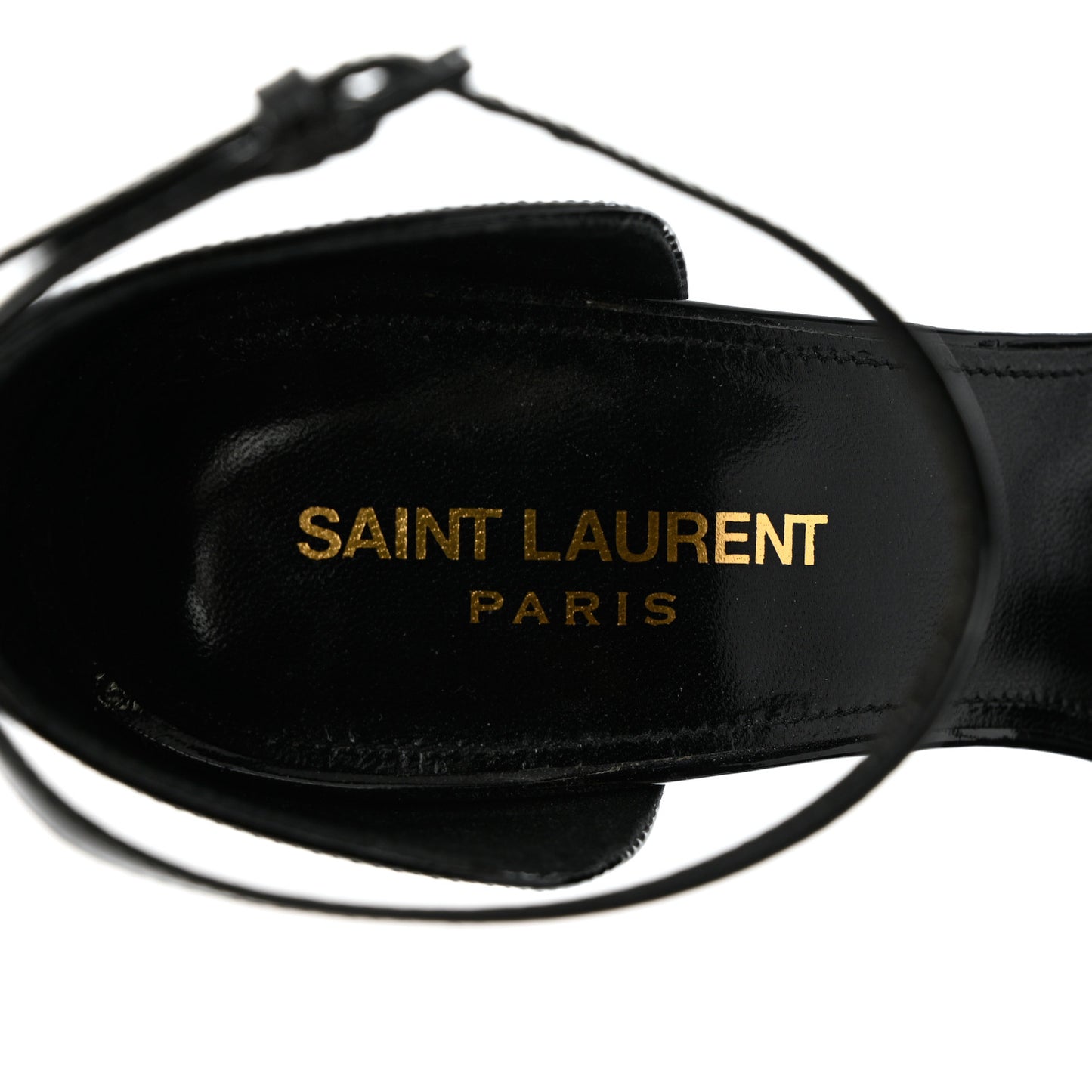 Patent Calfskin Opyum 110 Sandals 38 Black Gold