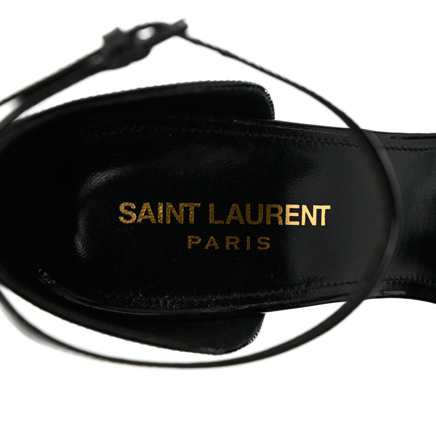 Saint Laurent Patent Calfskin Opyum 110 Sandals 38 Black Gold 7 of 11