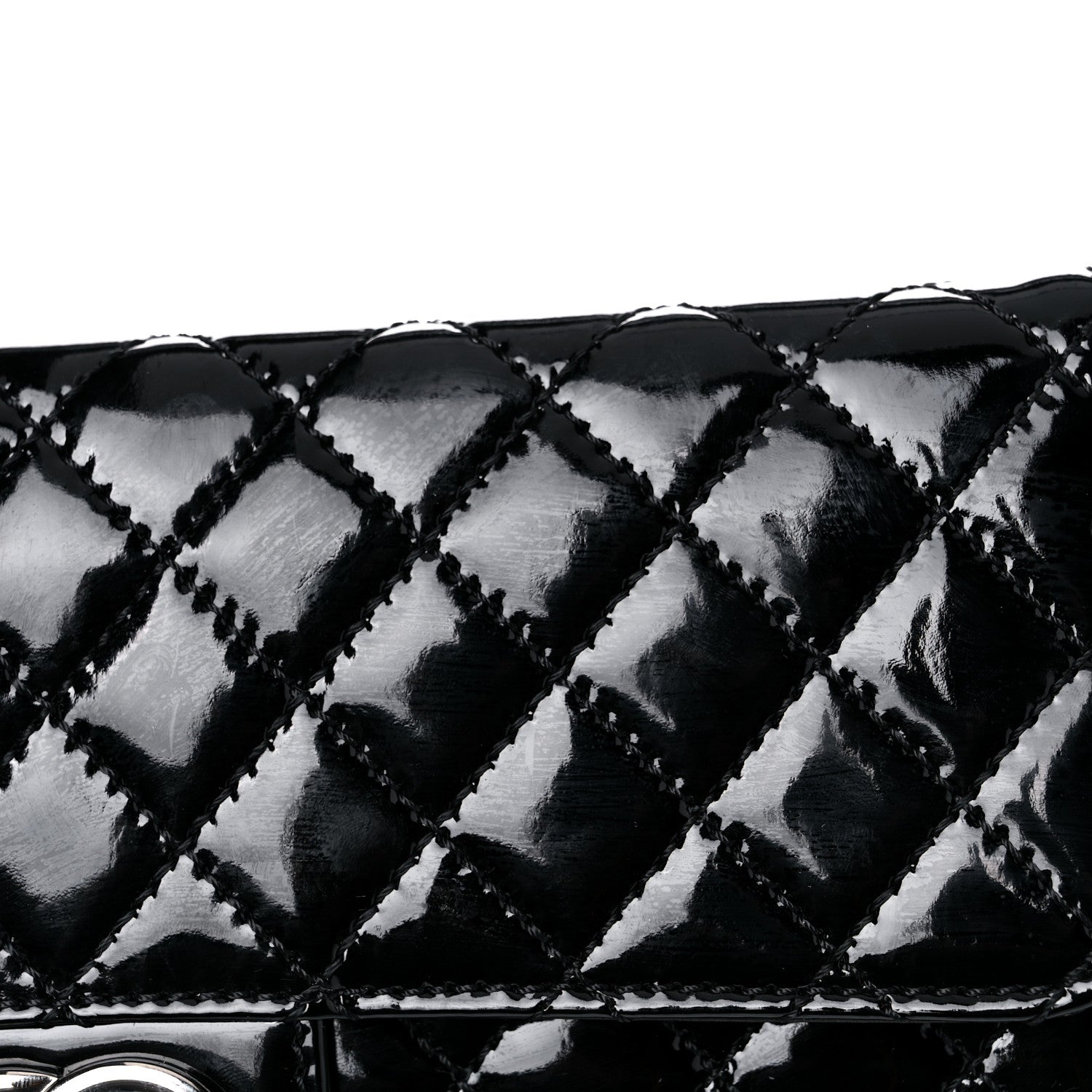 Chanel Patent Calfskin Quilted Brilliant East West Flap Clutch Black 12 of 14