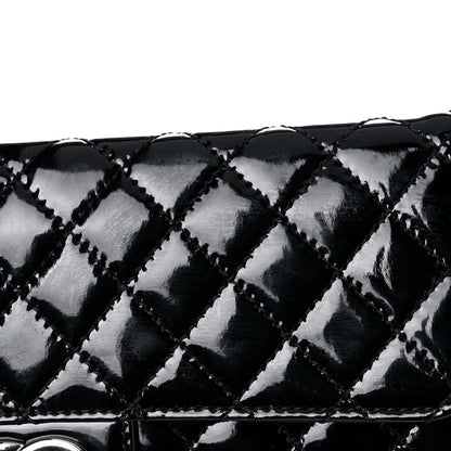Chanel Patent Calfskin Quilted Brilliant East West Flap Clutch Black 12 of 14