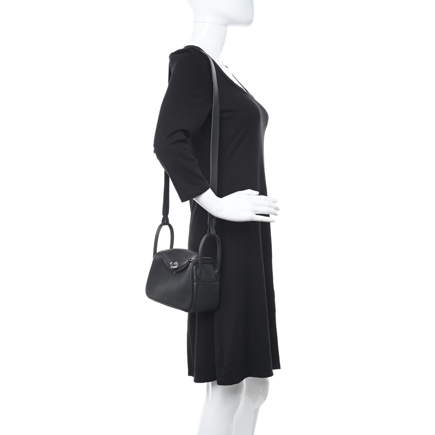 Hermes Taurillon Clemence Mini Lindy 20 Black 2 of 10