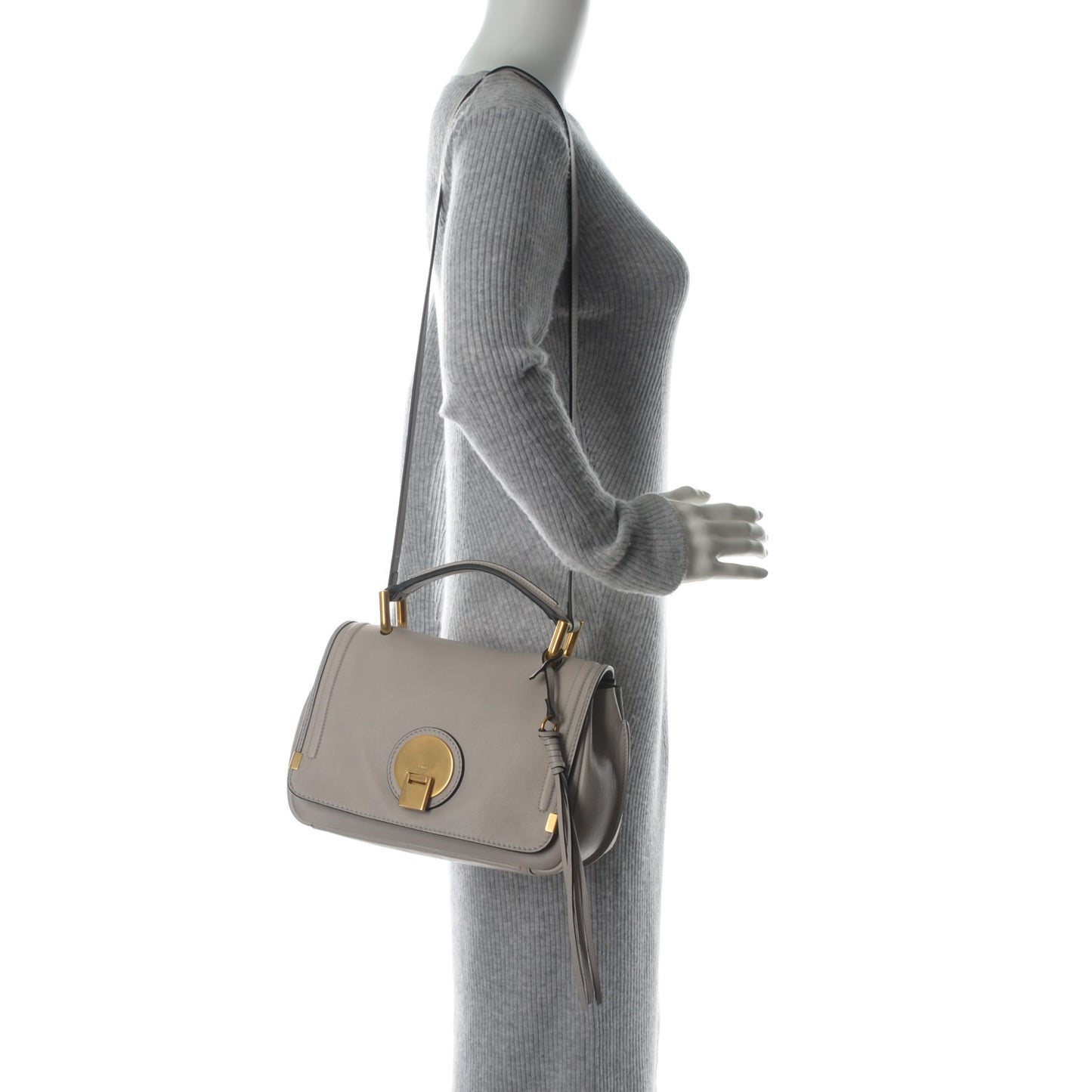 Smooth Calfskin Small Indy Shoulder Bag Motty Grey