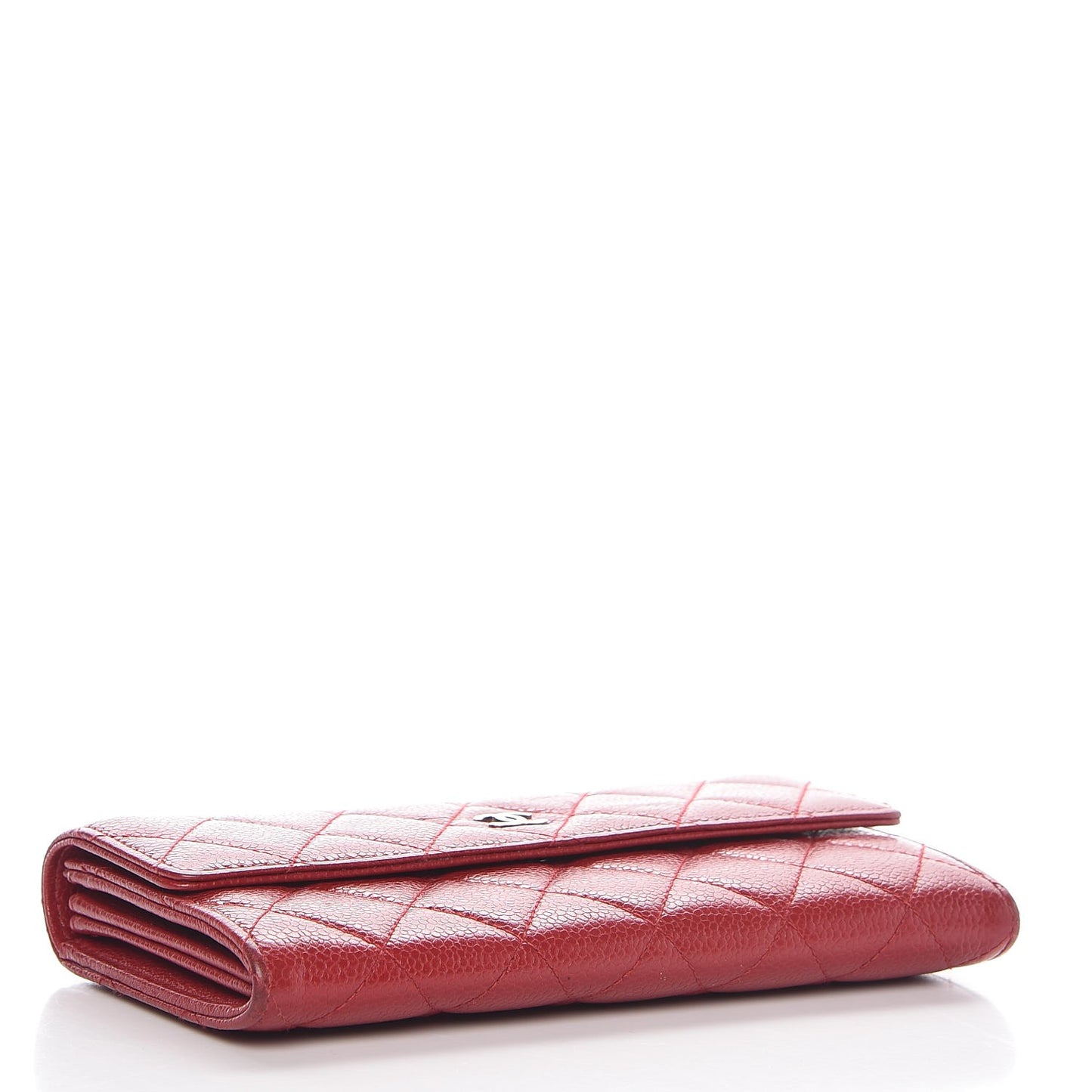 Caviar Quilted Large Gusset Flap Wallet Red