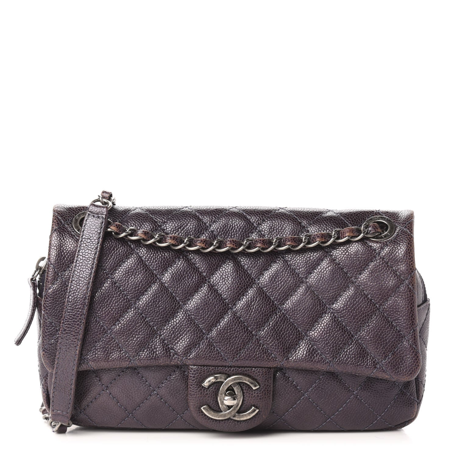 Chanel Iridescent Caviar Quilted Small Chic Flap Dark Purple 1 of 11
