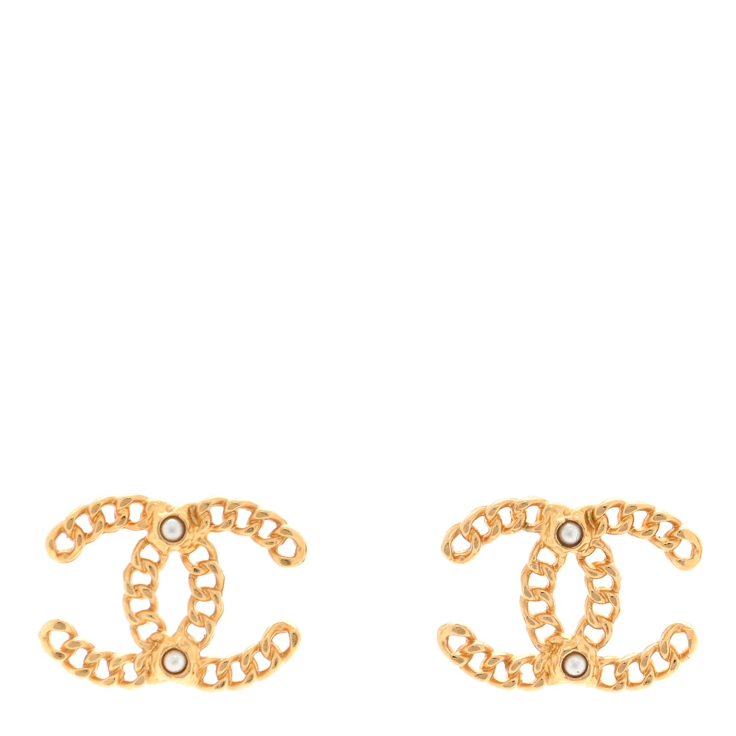CC Chain Link Earrings Light Gold