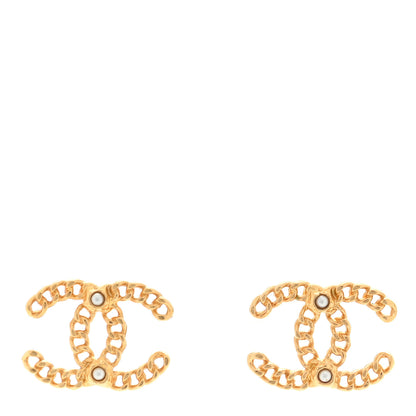 Chanel CC Chain Link Earrings Light Gold 1 of 4