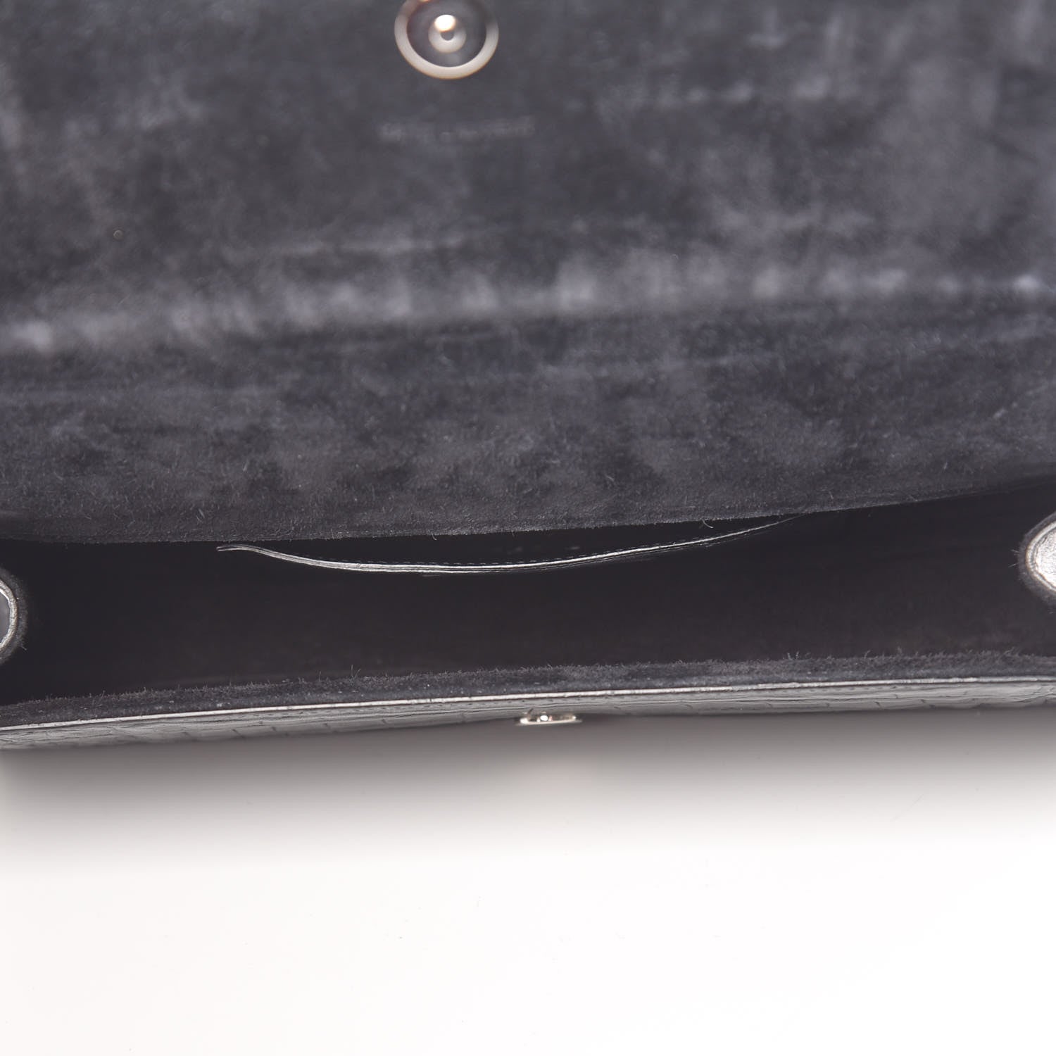 Saint Laurent Calfskin Crocodile Embossed Classic Monogram Cassandre Clutch Black 5 of 9