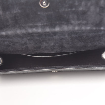 Saint Laurent Calfskin Crocodile Embossed Classic Monogram Cassandre Clutch Black 5 of 9