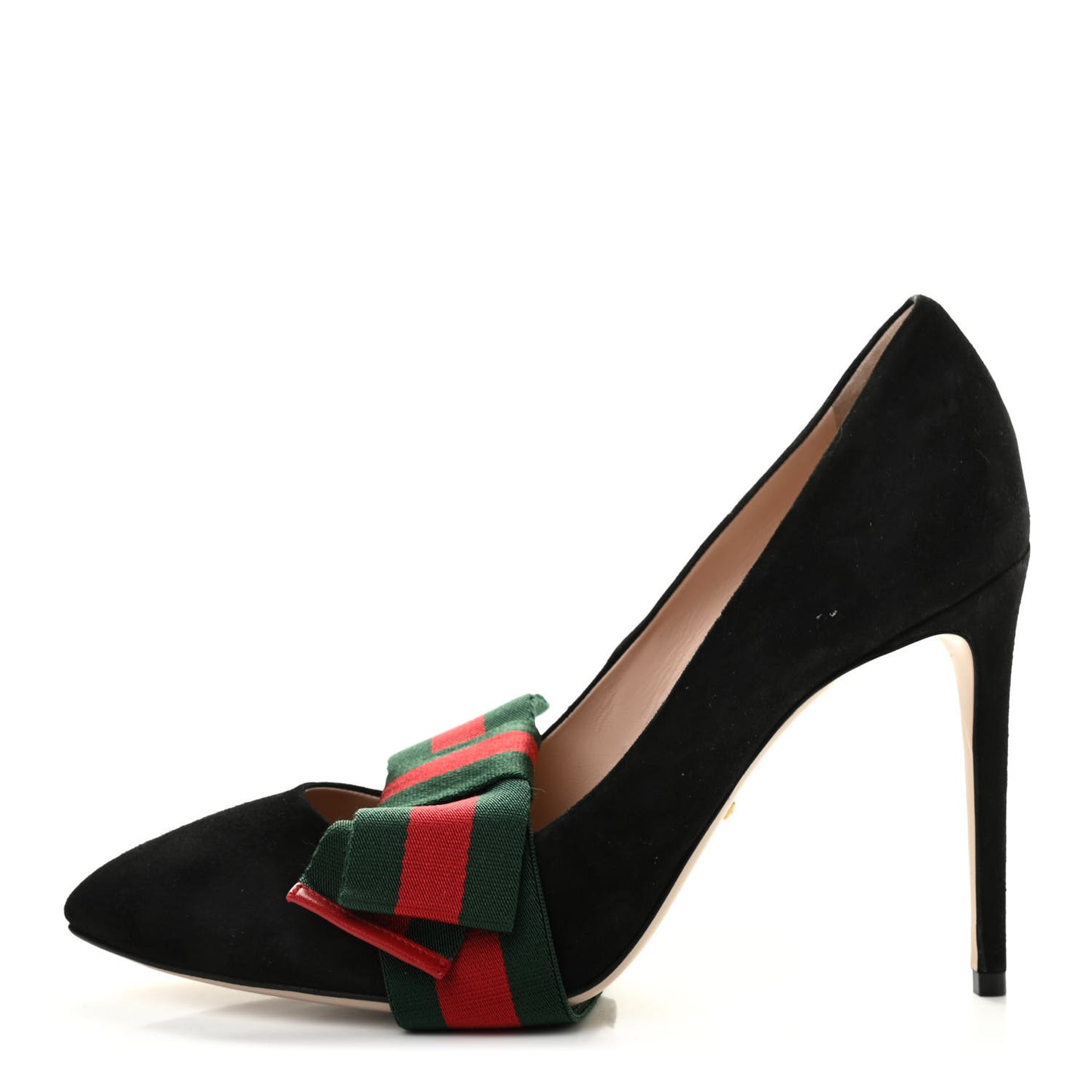 Kid Scamosciato Removable Web Bow High Heel Pumps 40.5 Black